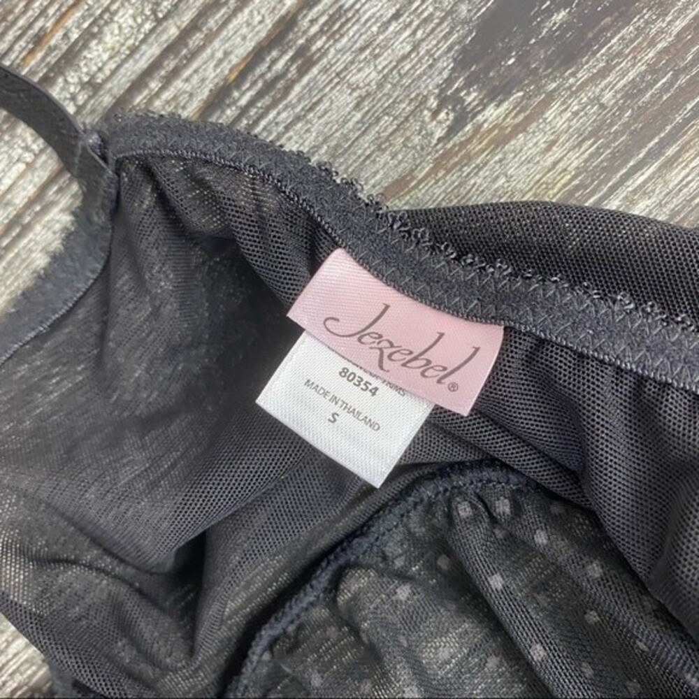 Jezebel Black Sheer Polka Dot Camisole Top S - Picture 5 of 8